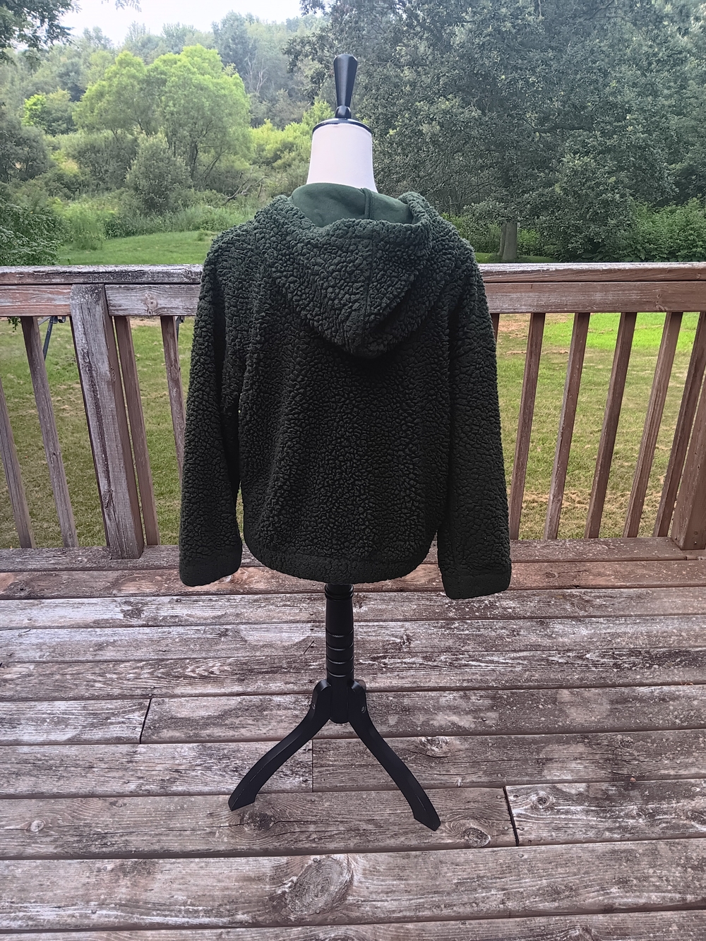 Splendid Forest Green Teddy Sherpa Full Zip Hoodie Jacket Small Fall Winter Cozy - Picture 6 of 9